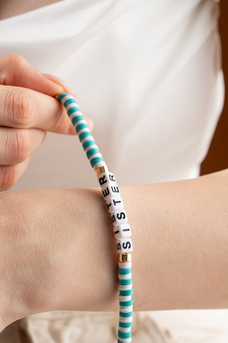 Heliophilia Silver Pulsera Verde y Blanco con Colgante de Aleación